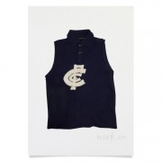 Print | Navy Blue with White Monogram Vintage Football Jumper | A3